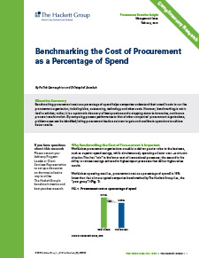 Benchmarking the Cost of Procurement as a Percentage of Spend Benchmarking the Cost of Procurement as a Percentage of Spend